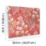 Springtime Blooms Red Wallpaper with Botanical Floral Motif - A-Street Prints 4122-27019