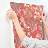 Springtime Blooms Red Wallpaper with Botanical Floral Motif - A-Street Prints 4122-27019