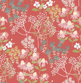 Springtime Blooms Red Wallpaper with Botanical Floral Motif - A-Street Prints 4122-27019