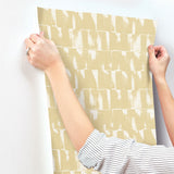Bancroft Gold Artistic Stripe Wallpaper with Abstract Whimsical Pattern - A-Street Prints 4122-27021