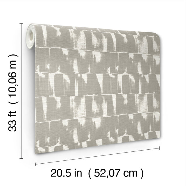 Bancroft Grey Artistic Stripe Wallpaper with Raised Ink Texture - Brewster 4122-27022