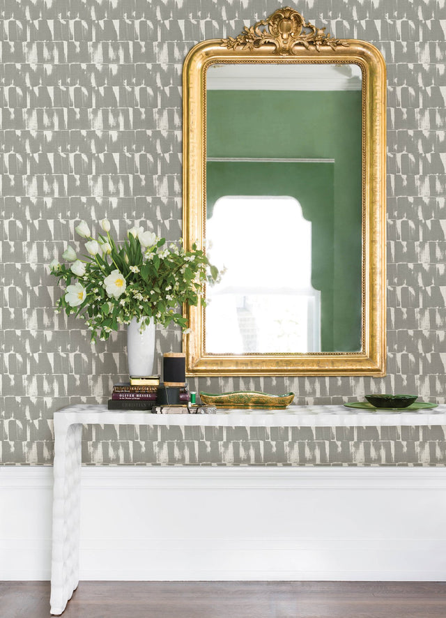 Bancroft Grey Artistic Stripe Wallpaper with Raised Ink Texture - Brewster 4122-27022