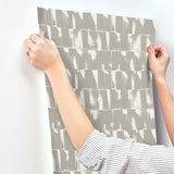 Bancroft Grey Artistic Stripe Wallpaper with Raised Ink Texture - Brewster 4122-27022