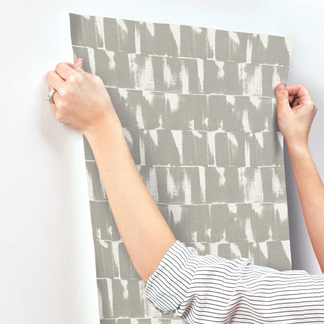 Bancroft Grey Artistic Stripe Wallpaper with Raised Ink Texture - Brewster 4122-27022