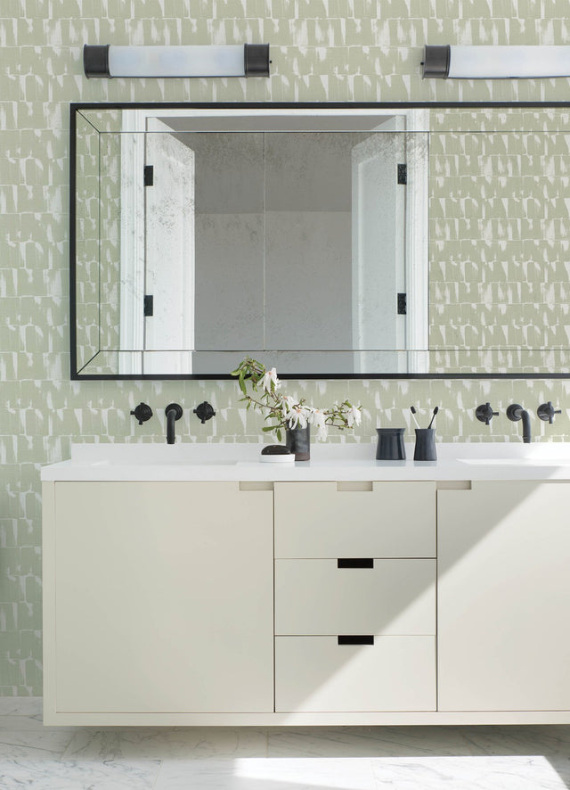 Bancroft Sage Artistic Stripe Wallpaper with Whimsical Abstract Raised Ink Texture - A-Street Prints 4122-27023