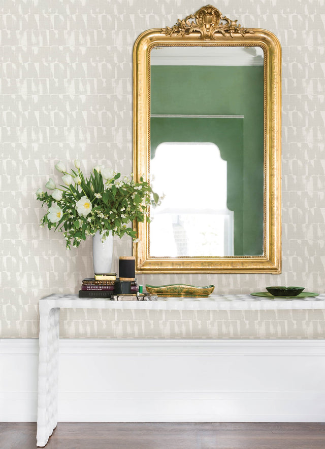 Bancroft Dove Artistic Stripe Wallpaper with Abstract Whimsical Pattern - A-Street Prints 4122-27024