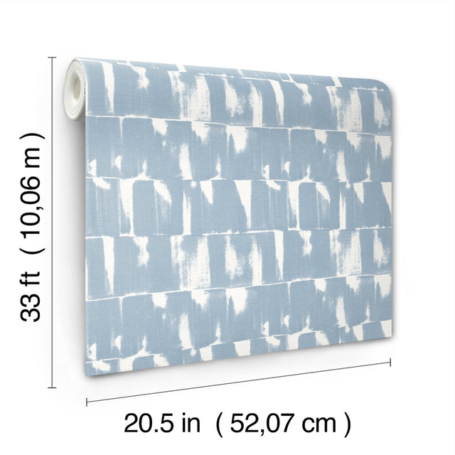 Bancroft Blue Artistic Stripe Wallpaper with Abstract Whimsical Pattern - A?Street Prints 4122-27025