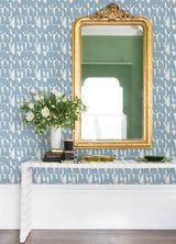 Bancroft Blue Artistic Stripe Wallpaper with Abstract Whimsical Pattern - A?Street Prints 4122-27025