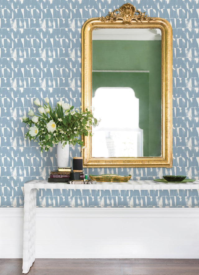 Bancroft Blue Artistic Stripe Wallpaper with Abstract Whimsical Pattern - A?Street Prints 4122-27025