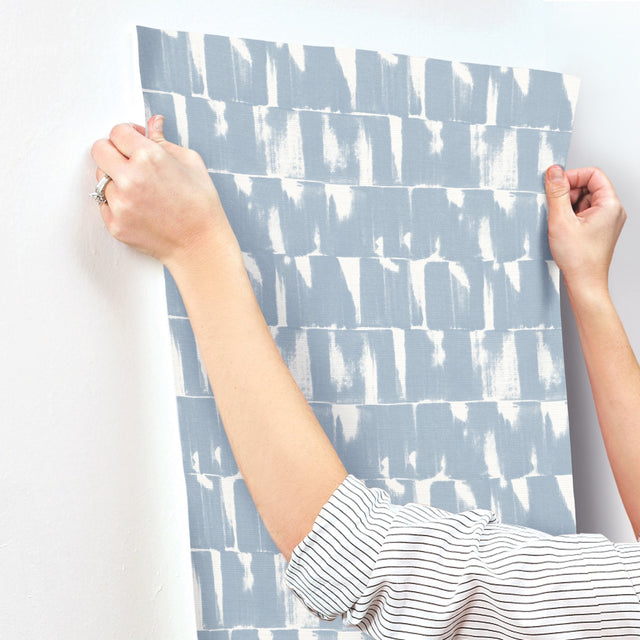 Bancroft Blue Artistic Stripe Wallpaper with Abstract Whimsical Pattern - A?Street Prints 4122-27025