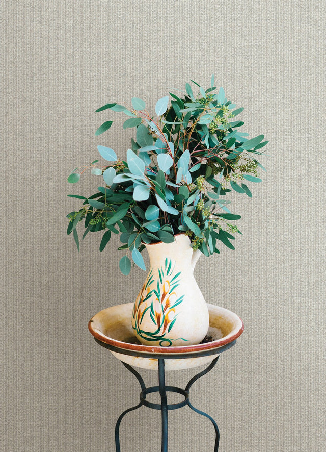 Lawndale Taupe Textured Pinstripe Wallpaper with Modern Fabric Texture Pattern - A-Street Prints 4122-27027
