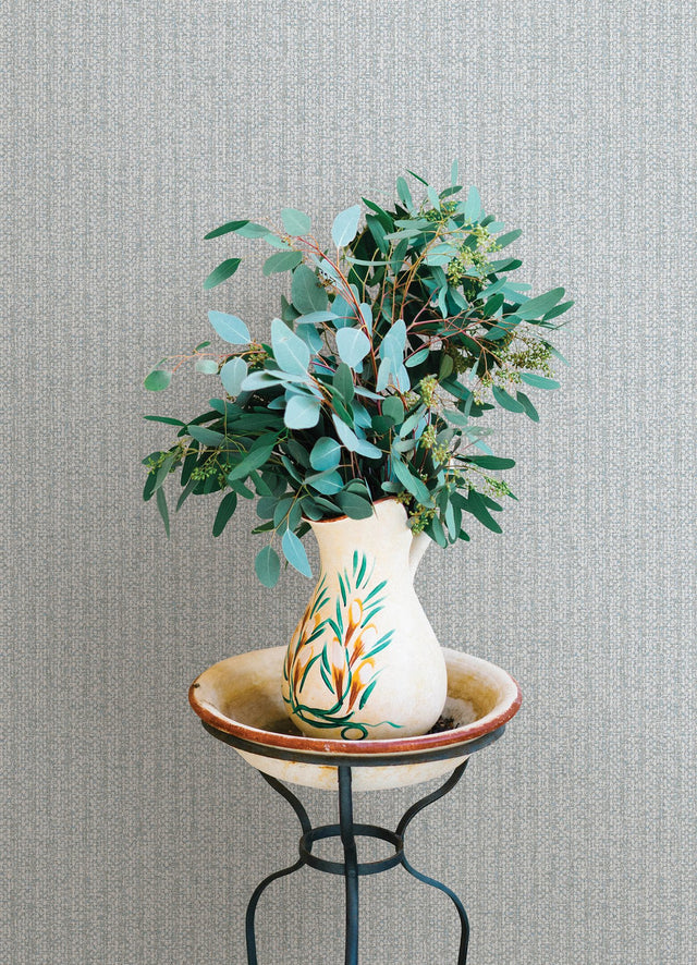 Lawndale Blue Textured Pinstripe Wallpaper with Modern Fabric Texture Graphic Motif - A-Street Prints 4122-27028