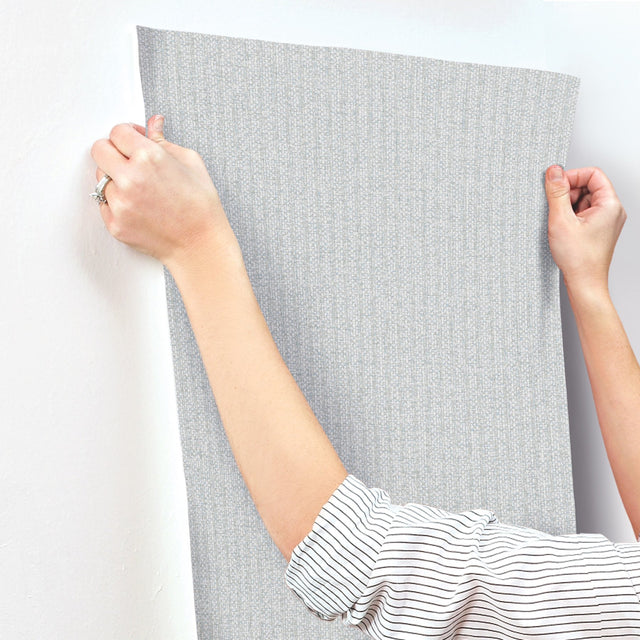 Lawndale Blue Textured Pinstripe Wallpaper with Modern Fabric Texture Graphic Motif - A-Street Prints 4122-27028