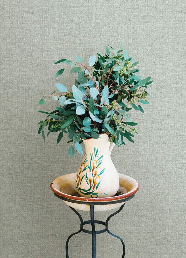 Lawndale Sage Textured Pinstripe Wallpaper with Modern Fabric Texture Pattern - A-Street Prints 4122-27029