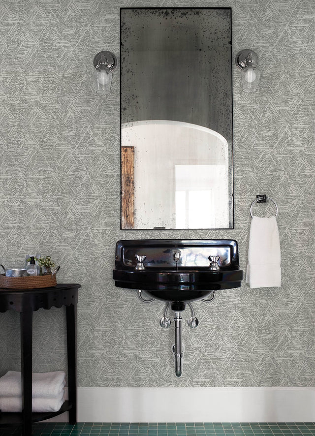 Retreat Charcoal Quilted Geometric Wallpaper with Modern Abstract Pattern - A-Street Prints 4122-27031