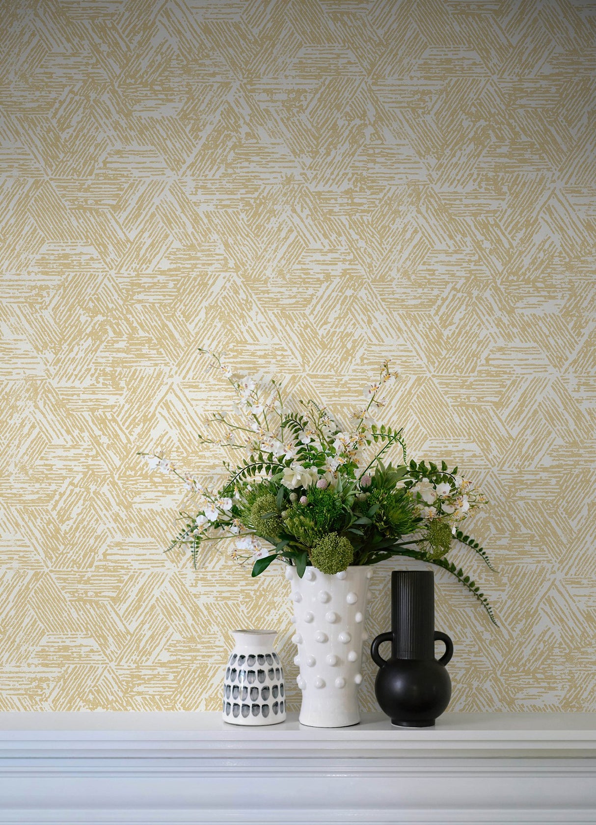 Retreat Yellow Quilted Geometric Wallpaper with Modern Abstract Pattern - A-Street Prints 4122-27032