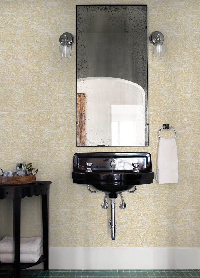 Retreat Yellow Quilted Geometric Wallpaper with Modern Abstract Pattern - A-Street Prints 4122-27032