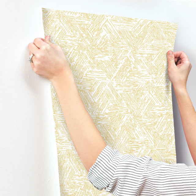 Retreat Yellow Quilted Geometric Wallpaper with Modern Abstract Pattern - A-Street Prints 4122-27032
