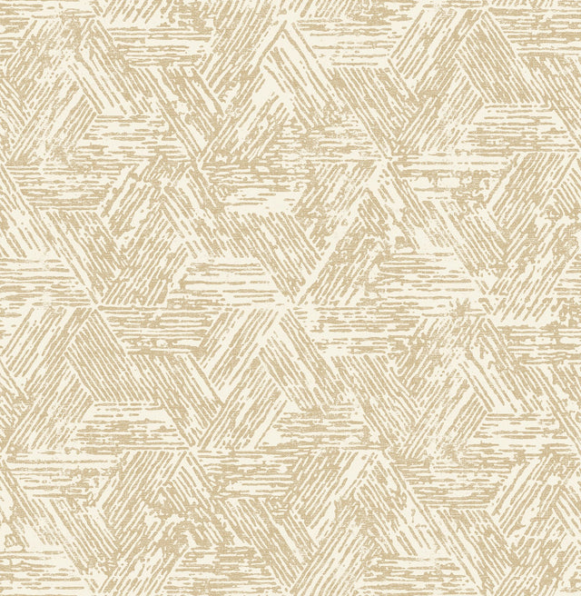 Retreat Light Brown Quilted Geometric Wallpaper with Modern Abstract Pattern - Brewster 4122-27033