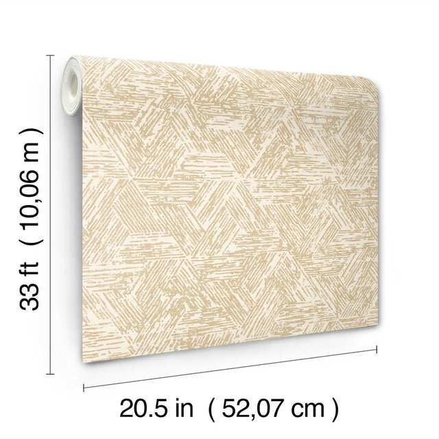 Retreat Light Brown Quilted Geometric Wallpaper with Modern Abstract Pattern - Brewster 4122-27033