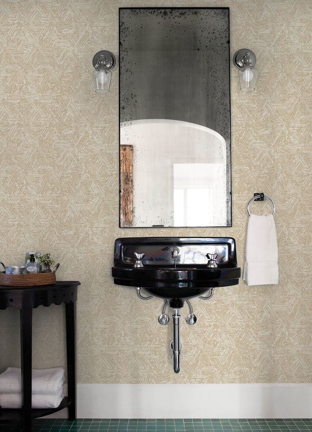 Retreat Light Brown Quilted Geometric Wallpaper with Modern Abstract Pattern - Brewster 4122-27033