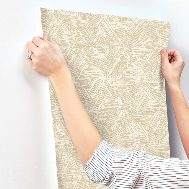 Retreat Light Brown Quilted Geometric Wallpaper with Modern Abstract Pattern - Brewster 4122-27033