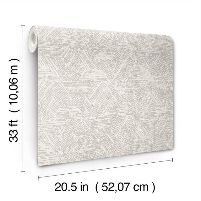 Retreat Grey Quilted Geometric Wallpaper with Textured Abstract Triangular Motif - A-Street Prints 4122-27034