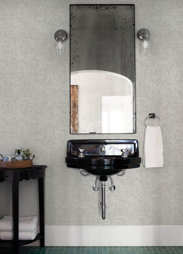 Retreat Grey Quilted Geometric Wallpaper with Textured Abstract Triangular Motif - A-Street Prints 4122-27034