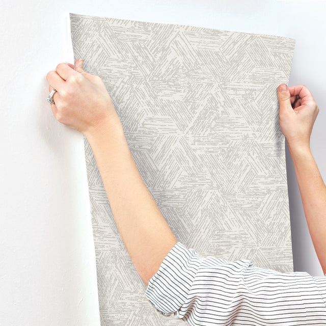 Retreat Grey Quilted Geometric Wallpaper with Textured Abstract Triangular Motif - A-Street Prints 4122-27034