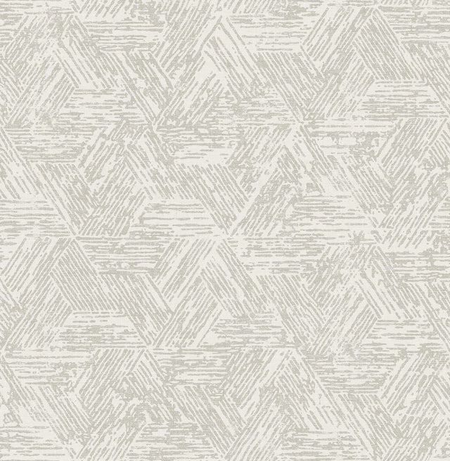 Retreat Grey Quilted Geometric Wallpaper with Textured Abstract Triangular Motif - A-Street Prints 4122-27034