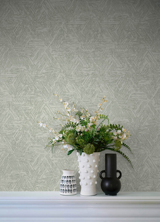 Retreat Sea Green Quilted Geometric Wallpaper with Raised Ink Textured Abstract Modern Pattern - A-Street Prints 4122-27035