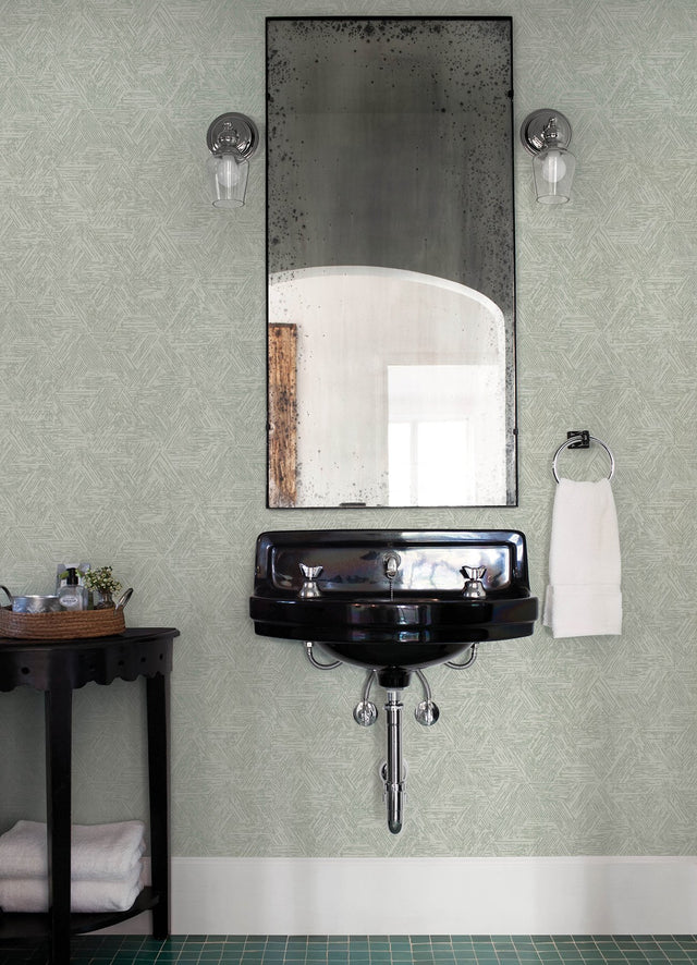 Retreat Sea Green Quilted Geometric Wallpaper with Raised Ink Textured Abstract Modern Pattern - A-Street Prints 4122-27035