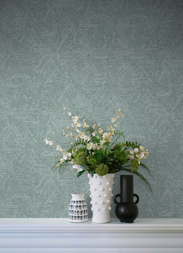 Retreat Denim Quilted Geometric Wallpaper with Raised Ink Modern Abstract Pattern - A-Street Prints 4122-27036