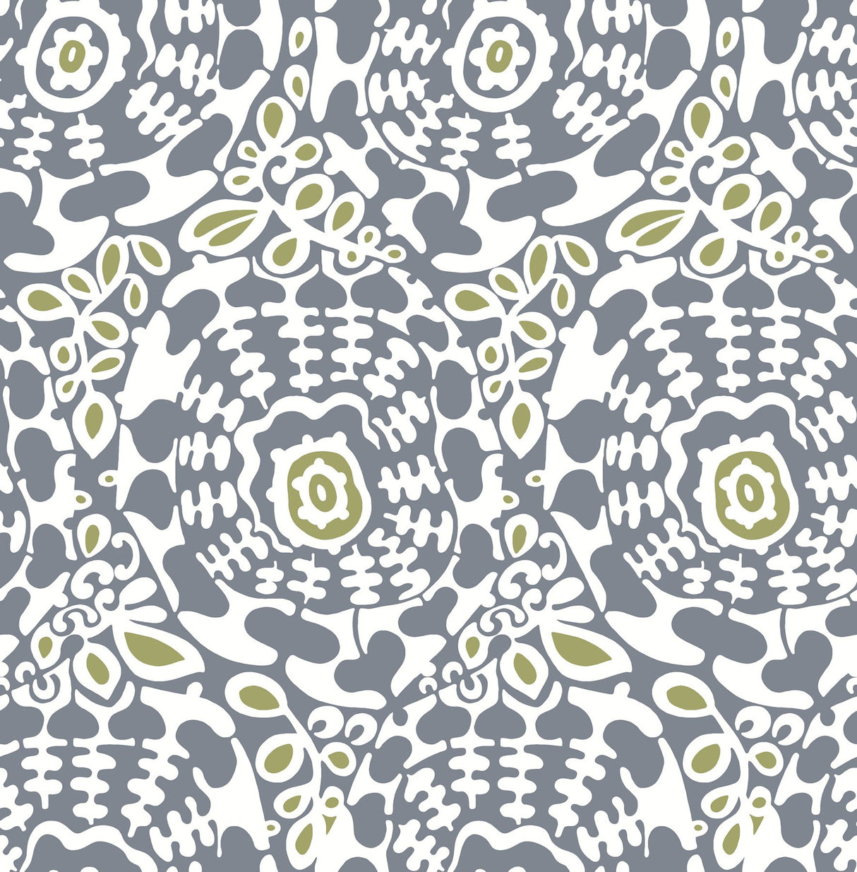 Divine Slate Abstract Medallion Wallpaper with Modern Abstract Medallion Pattern - A-Street Prints 4122-27037