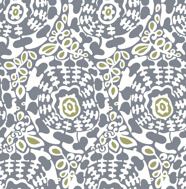 Divine Slate Abstract Medallion Wallpaper with Modern Abstract Medallion Pattern - A-Street Prints 4122-27037