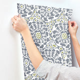 Divine Slate Abstract Medallion Wallpaper with Modern Abstract Medallion Pattern - A-Street Prints 4122-27037