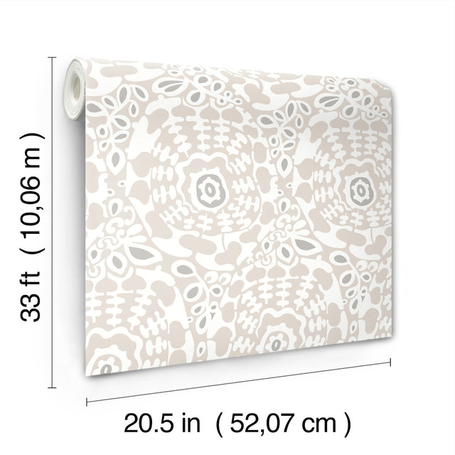 Divine Grey Abstract Medallion Wallpaper, Modern Abstract Pattern - A?Street Prints 4122-27038