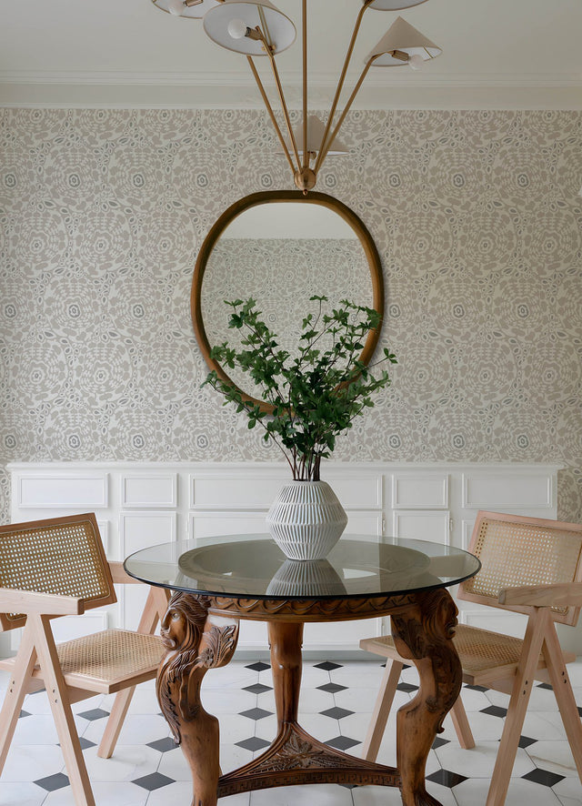 Divine Grey Abstract Medallion Wallpaper, Modern Abstract Pattern - A?Street Prints 4122-27038