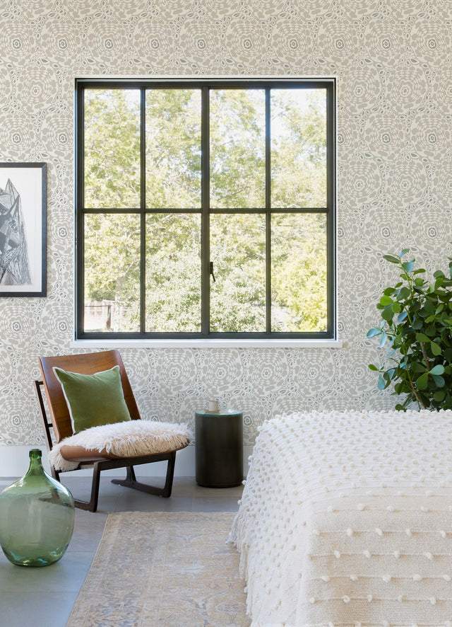 Divine Grey Abstract Medallion Wallpaper, Modern Abstract Pattern - A?Street Prints 4122-27038