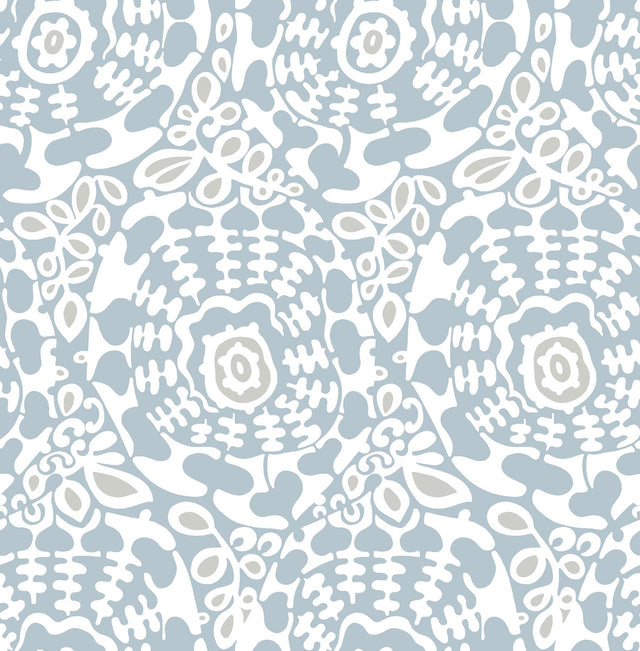Divine Light Blue Abstract Medallion Wallpaper with Modern Abstract Medallion Pattern - A-Street Prints 4122-27039