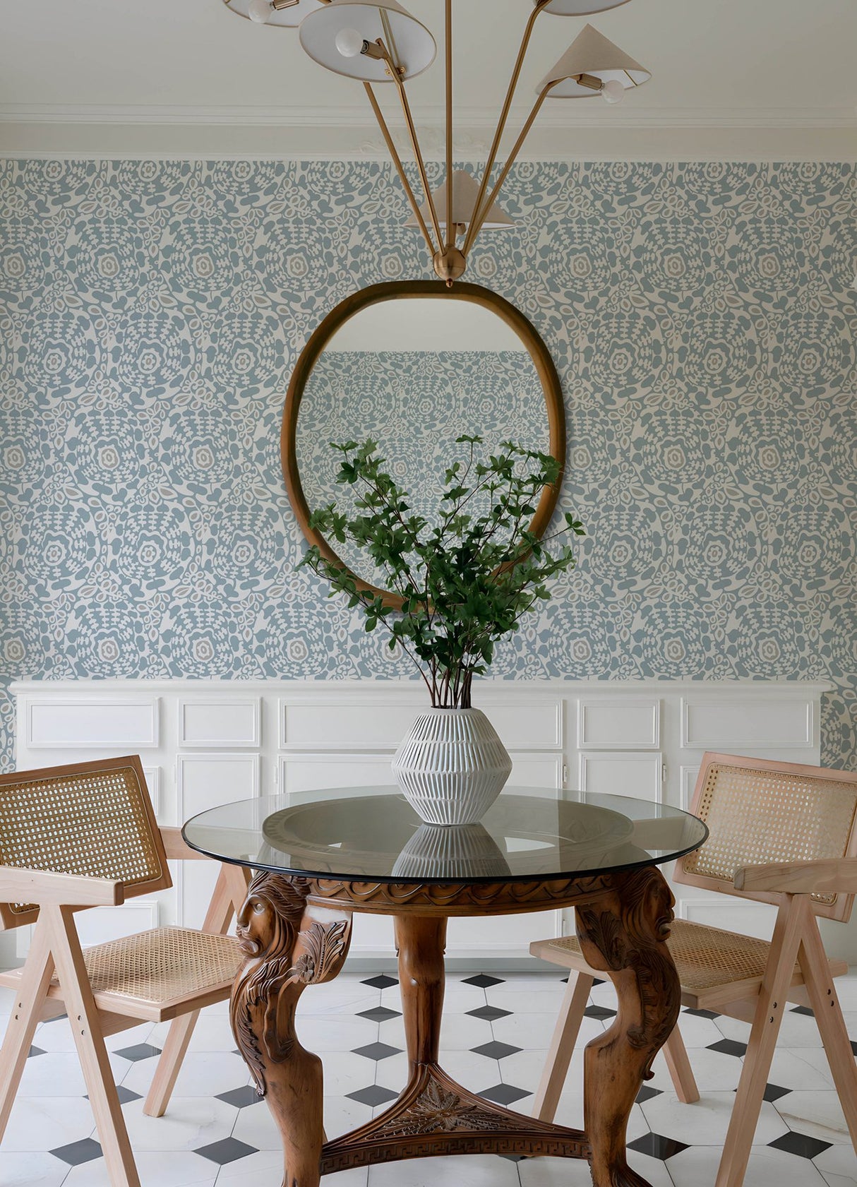 Divine Light Blue Abstract Medallion Wallpaper with Modern Abstract Medallion Pattern - A-Street Prints 4122-27039