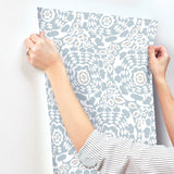 Divine Light Blue Abstract Medallion Wallpaper with Modern Abstract Medallion Pattern - A-Street Prints 4122-27039