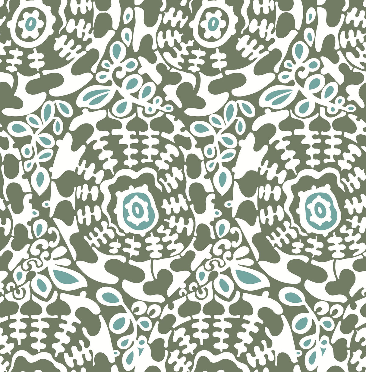 Divine Green Abstract Medallion Wallpaper with Modern Abstract Medallion Pattern - A-Street Prints 4122-27040