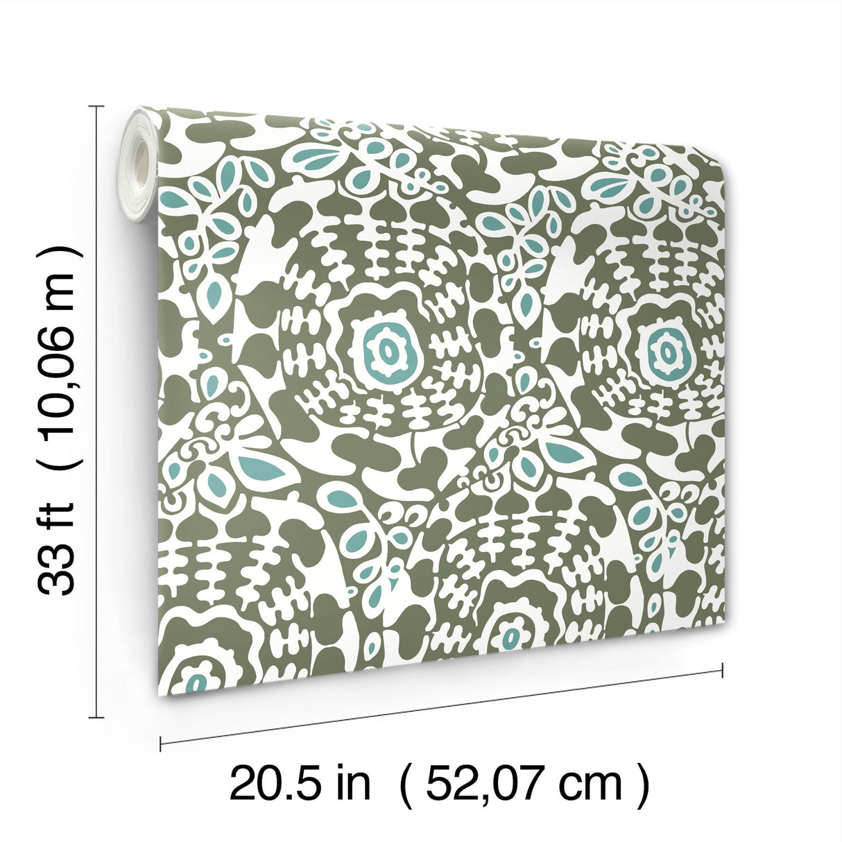 Divine Green Abstract Medallion Wallpaper with Modern Abstract Medallion Pattern - A-Street Prints 4122-27040