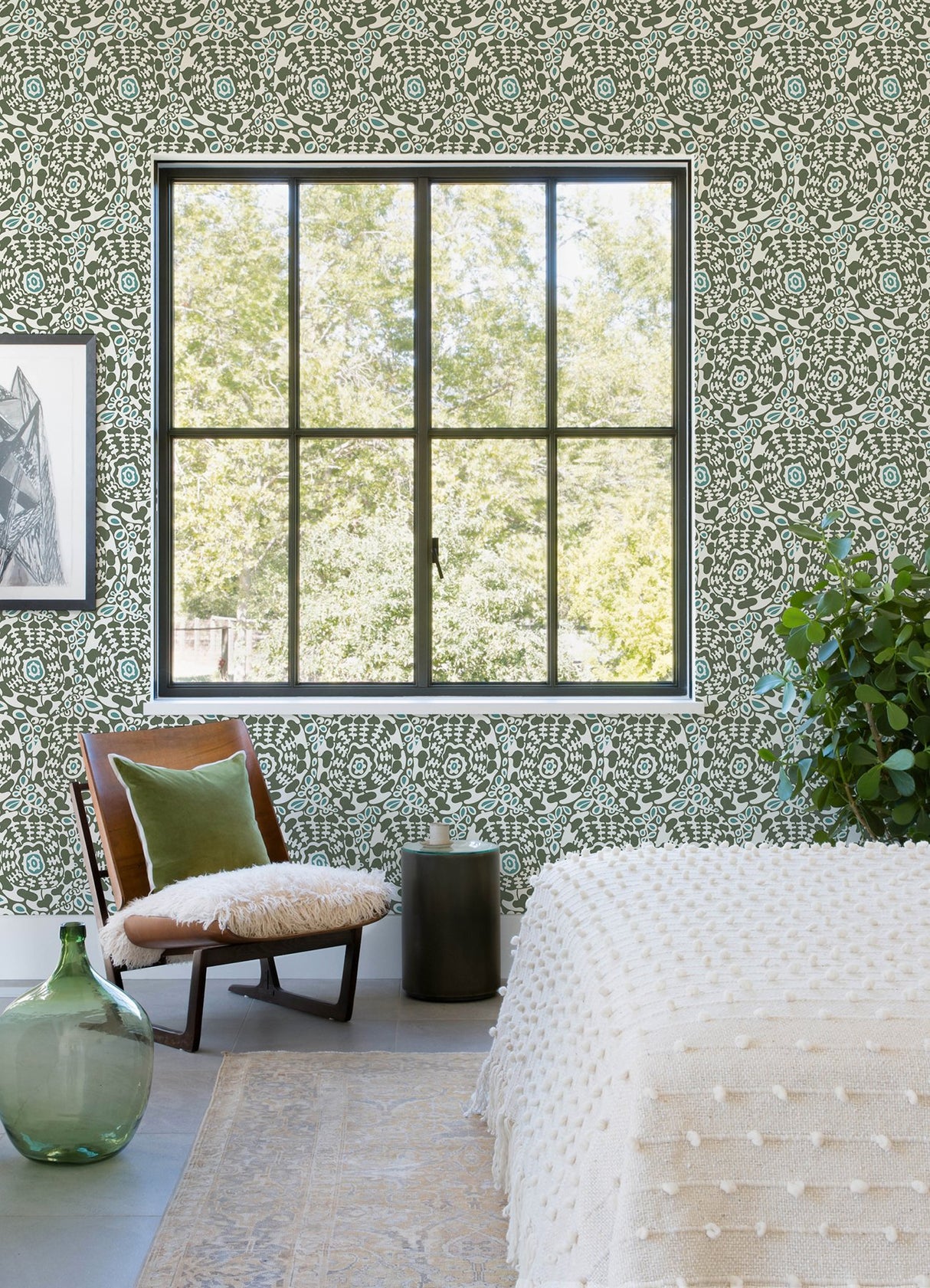 Divine Green Abstract Medallion Wallpaper with Modern Abstract Medallion Pattern - A-Street Prints 4122-27040