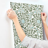 Divine Green Abstract Medallion Wallpaper with Modern Abstract Medallion Pattern - A-Street Prints 4122-27040