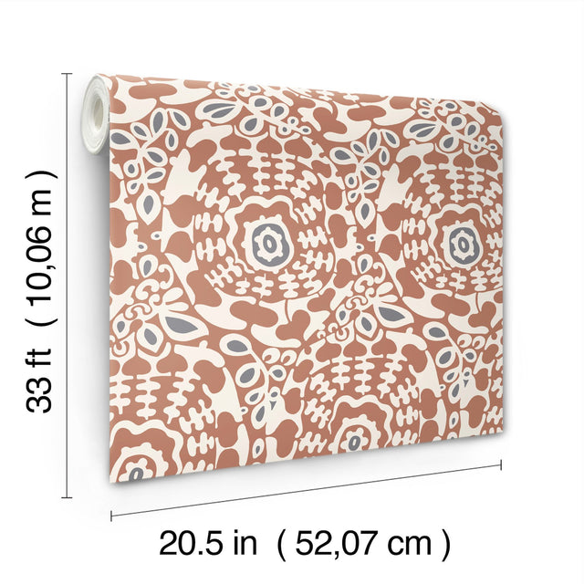 Divine Rust Abstract Medallion Wallpaper with Modern Abstract Medallion Pattern - A-Street Prints 4122-27041