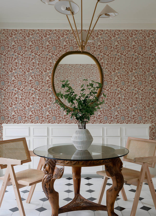 Divine Rust Abstract Medallion Wallpaper with Modern Abstract Medallion Pattern - A-Street Prints 4122-27041