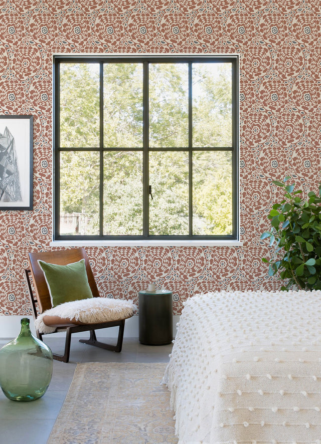 Divine Rust Abstract Medallion Wallpaper with Modern Abstract Medallion Pattern - A-Street Prints 4122-27041