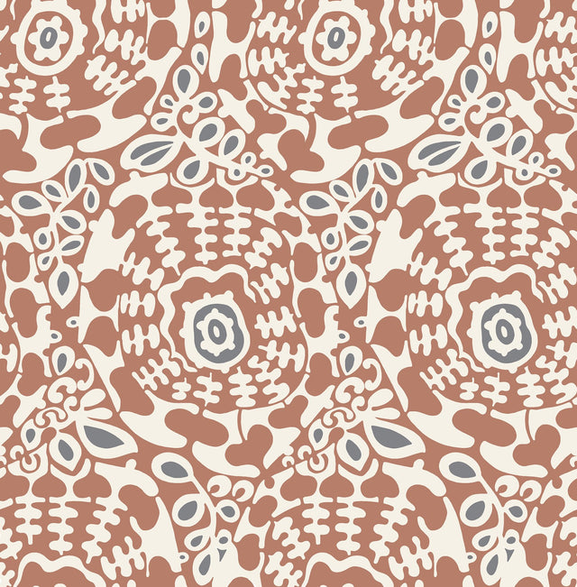 Divine Rust Abstract Medallion Wallpaper with Modern Abstract Medallion Pattern - A-Street Prints 4122-27041